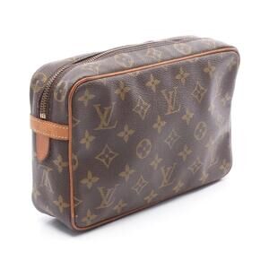 Louis Vuitton Compigne Shoulder Bag Clutch Leather Monogram Brown